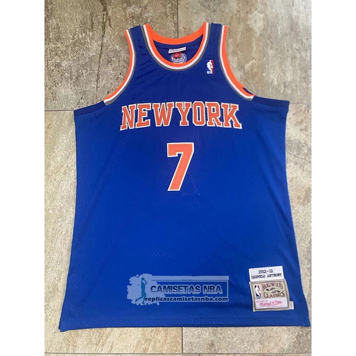 Camiseta New York Knicks Carmelo Anthony NO 7 Mitchell & Ness 2012-13 Azul